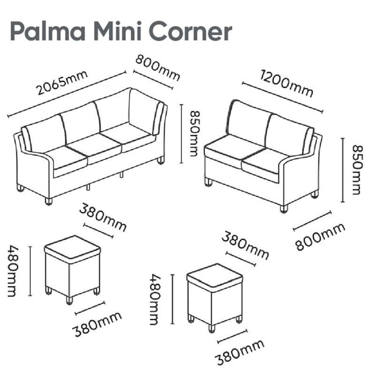 Kettler Palma Mini Corner Sofa Set with Firepit Table - Rattan